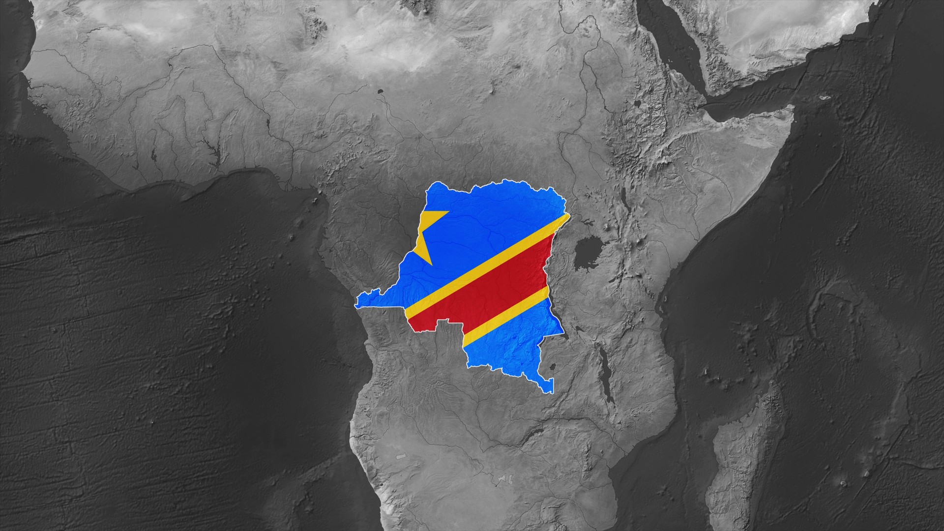 World Map with Democratic Republic of Congo Flag Overlay
